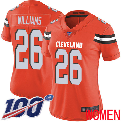 Cleveland Browns Greedy Williams Women Orange Limited Jersey #26 NFL Football Alternate 100th Season Vapor Untouchable->women nfl jersey->Women Jersey